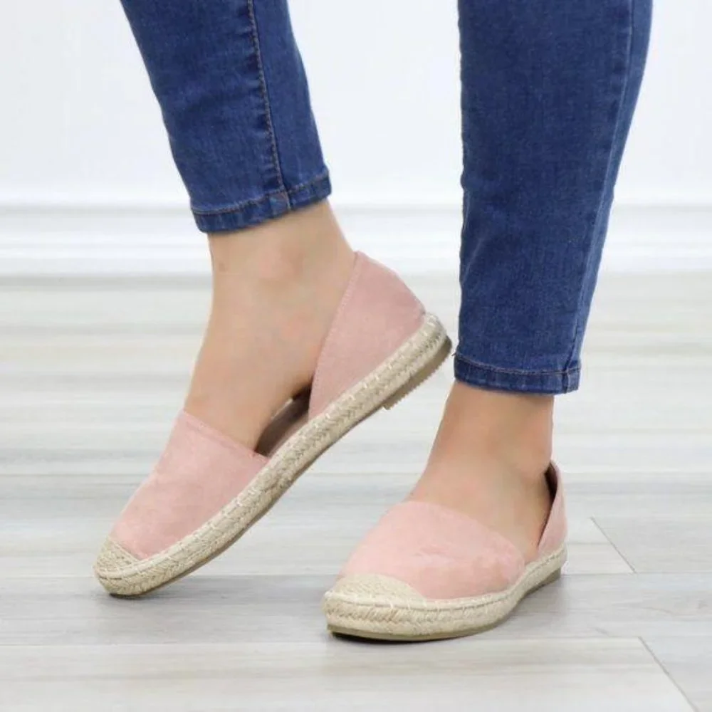 Rose Vegan Suede Flat Slip On Loafer Espadrille - Picture 7 of 12